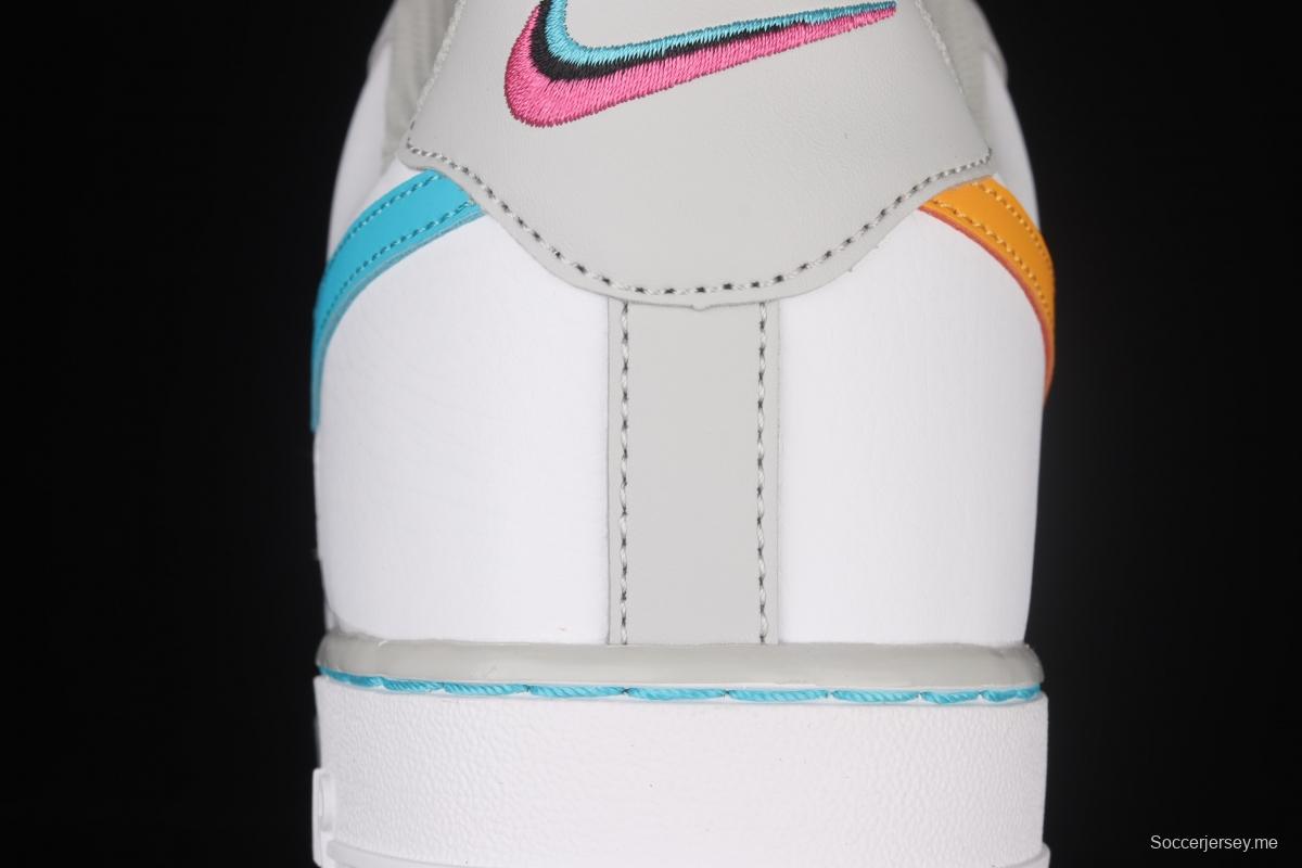 NBA x NIKE Air Force 1x 07 Low white, blue, yellow, mandarin duck hook low-top casual board shoes DC8874-100