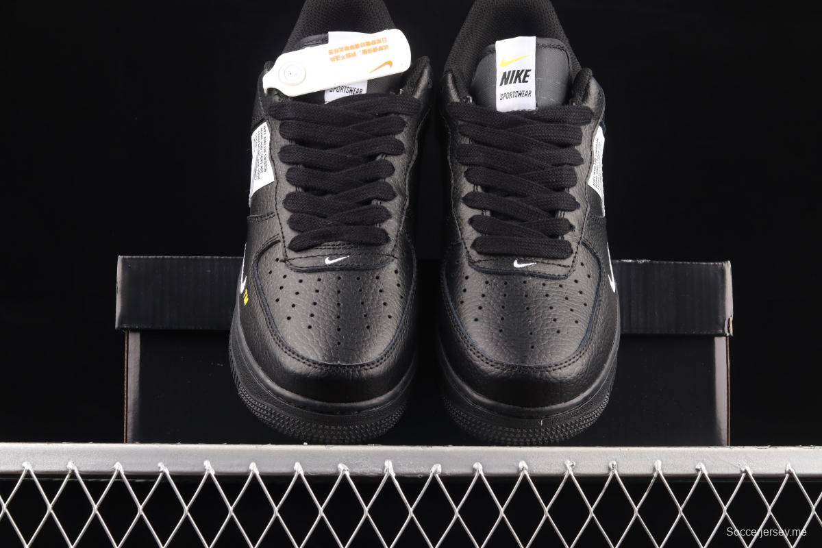 NIKE Air Force 1 Low black and white simple edition OW letter low top casual board shoes AJ7747-001