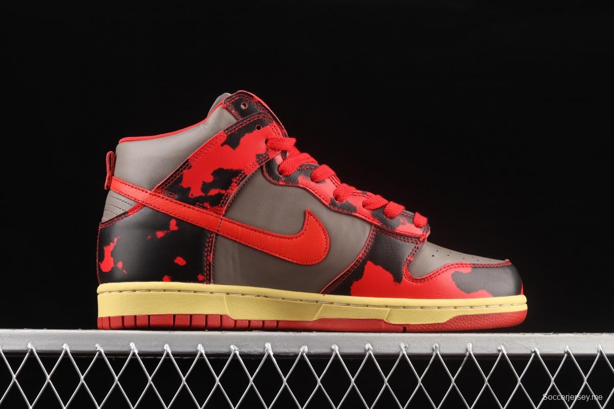 NIKE DUNK High 1985 Red Camo gray-black and red pickled high-top casual board shoes DD9404-600