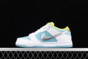 Ftc Skateboarding x NIKE SB DUNK Low Pro QS LAGOON PULSE silver ice blue low-top skateboard shoes DH7687-400