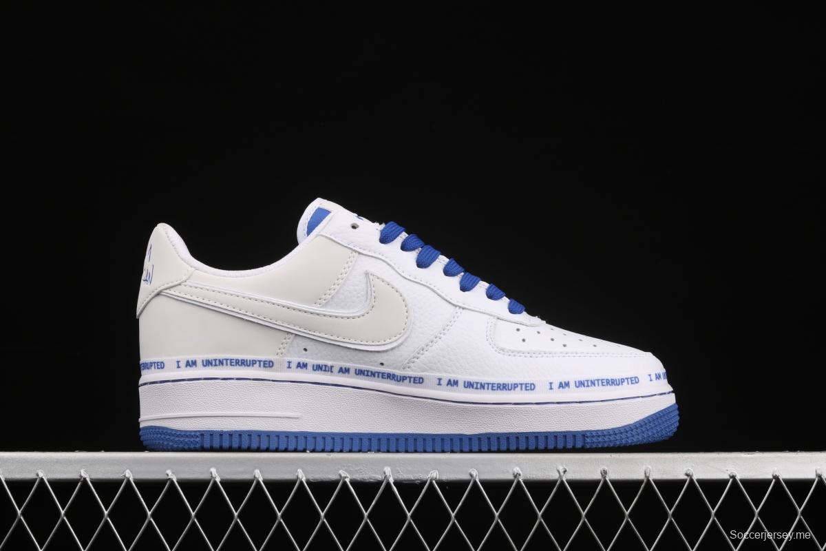 NIKE Air Force 1x 07x Uniterrupted white and blue graffiti James and the famous 3M reflective low-top leisure sports board shoes CQ0494-100