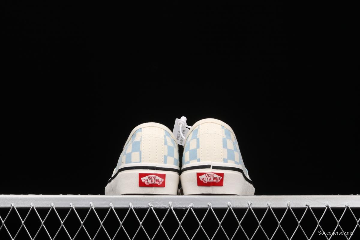 Vans Authentic 44 DX Anaheim milk blue and white checkerboard plaid low upper canvas shoes VN0A54F241J