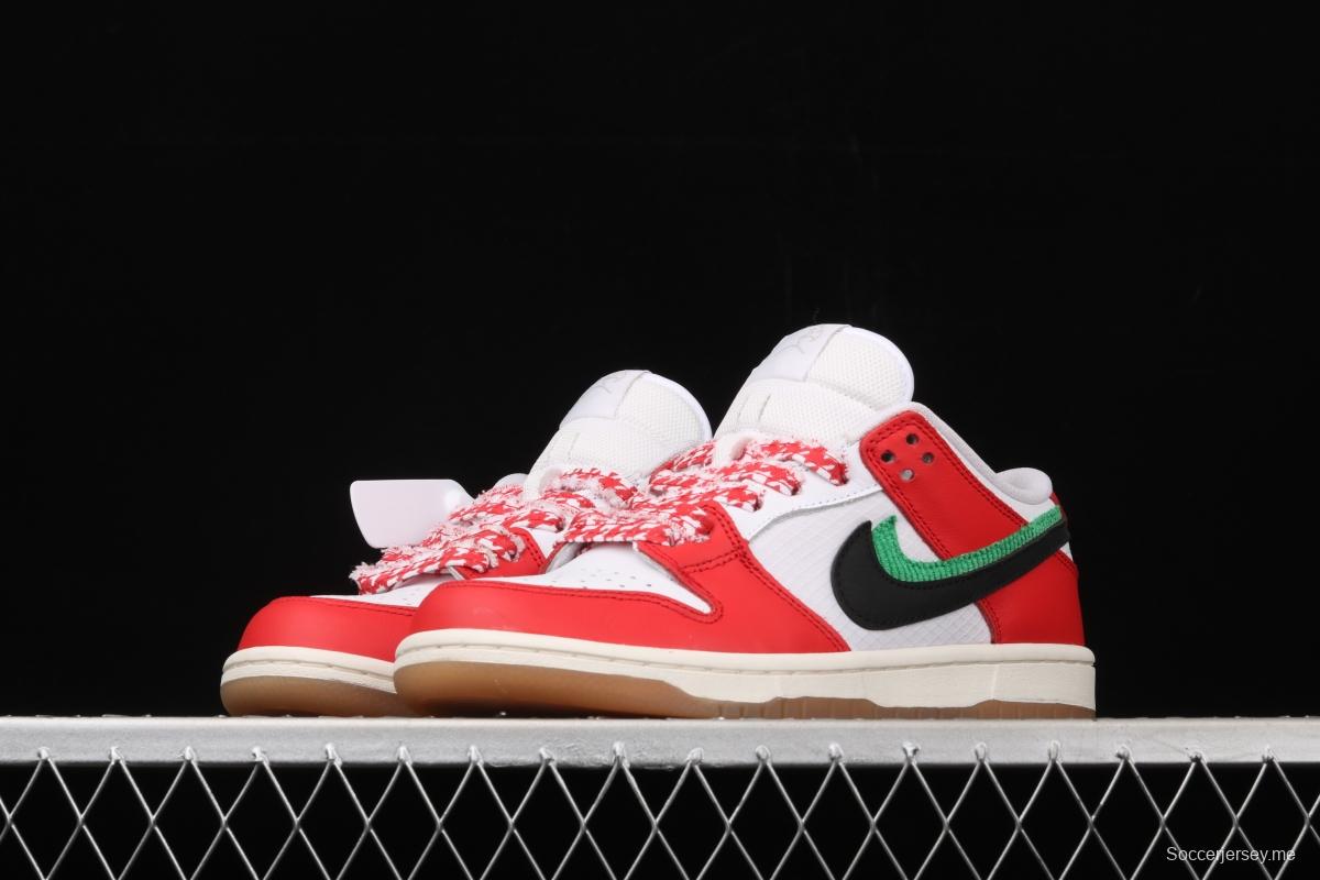 Frame Skate x NIKE SB DUNK Low Habibi white and red double hook dunk series retro low side leisure sports skateboard shoes CT2550-600