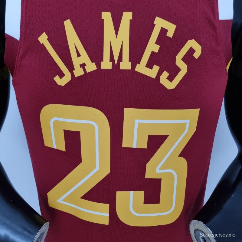 2022 كليفلاند كافالييرز كليفلاند كافالييرز JAMES#23 الإصدار الحضري من قميص دوري كرة السلة الأمريكي للمحترفين باللون الأحمر
