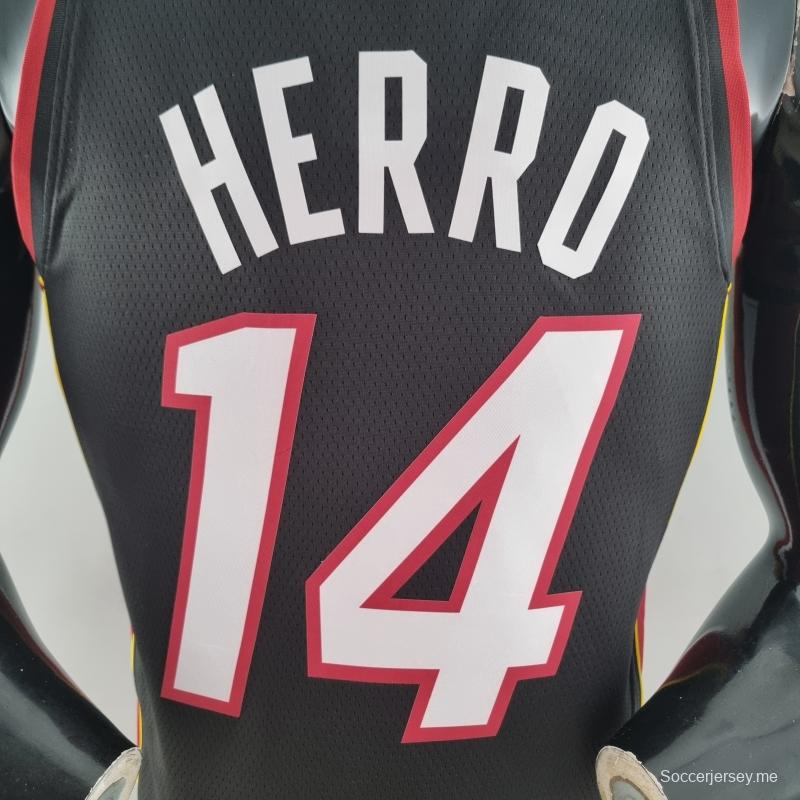 الذكرى 75 لميامي هيت ميامي هيت HERRO#14 قميص دوري كرة السلة الأمريكي للمحترفين أسود اللون
