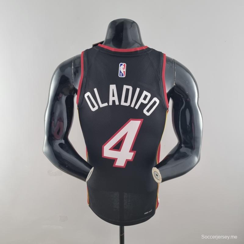 الذكرى السنوية 75 لميامي هيت ميامي هيت OLADIPO#4 قميص دوري كرة السلة الأمريكي للمحترفين أسود
