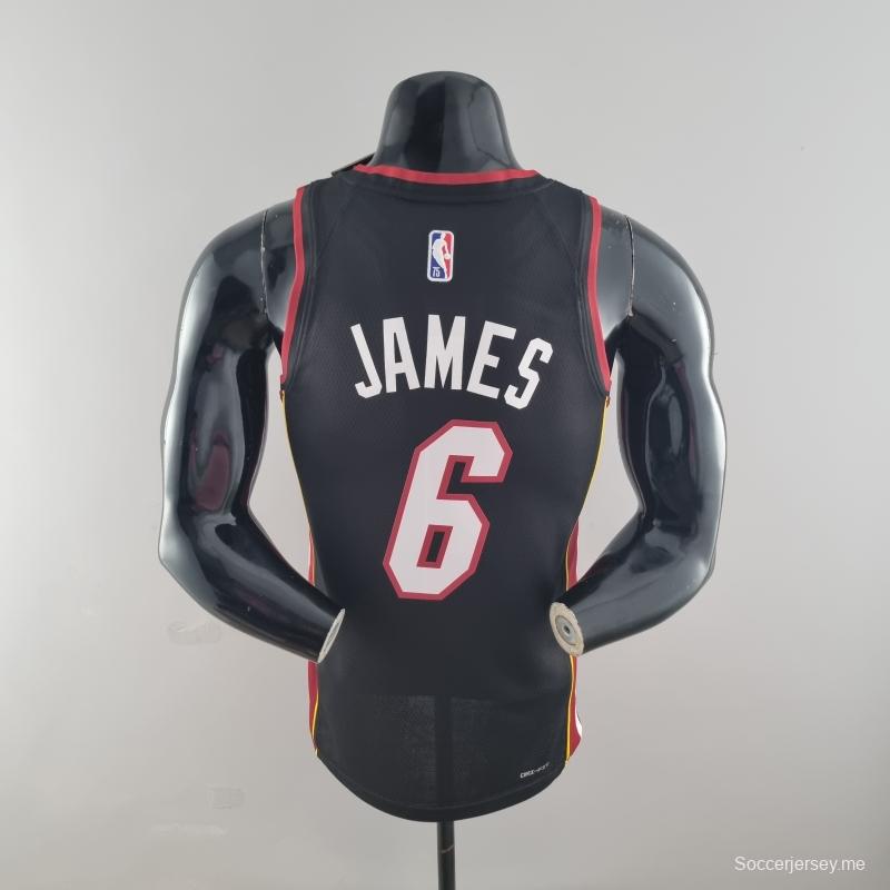 الذكرى ال 75 لميامي هيت ميامي هيت JAMES #6 قميص دوري كرة السلة الأمريكي للمحترفين الأسود
