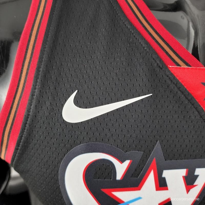 قميص ريترو فيلادلفيا 76ers إيفرسون رقم 3 نيزك كبير أسود من قميص الدوري الأمريكي للمحترفين
