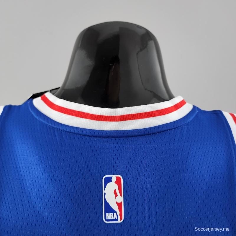 قميص ريترو فيلادلفيا 76ers Iverson # 3 برقبة عنق أزرق من قميص الدوري الأمريكي للمحترفين
