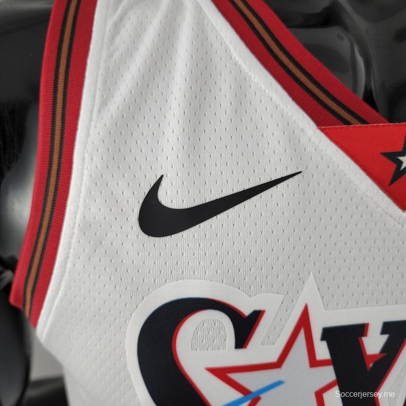 قميص ريترو فيلادلفيا 76ers Iverson # 3 بيغ ميتيور أبيض من قميص الدوري الأمريكي للمحترفين
