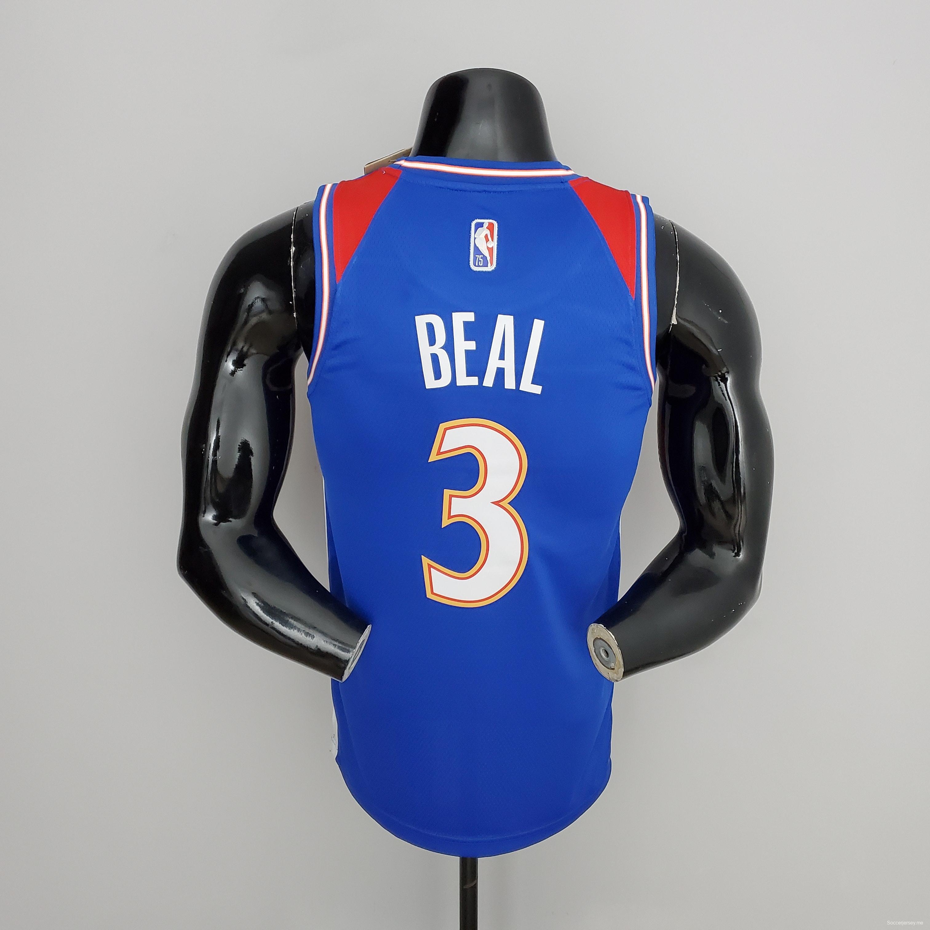 2022 موسم 2022 واشنطن ويزاردز واشنطن ويزاردز BEAL#3 إصدار تالنت سيتي أزرق أحمر من قميص الدوري الأمريكي للمحترفين
