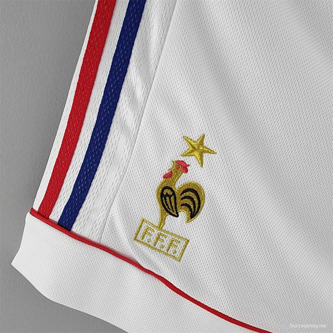 شورت ريترو 1998 فرنسا 1998 أبيض اللون أبيض اللون
