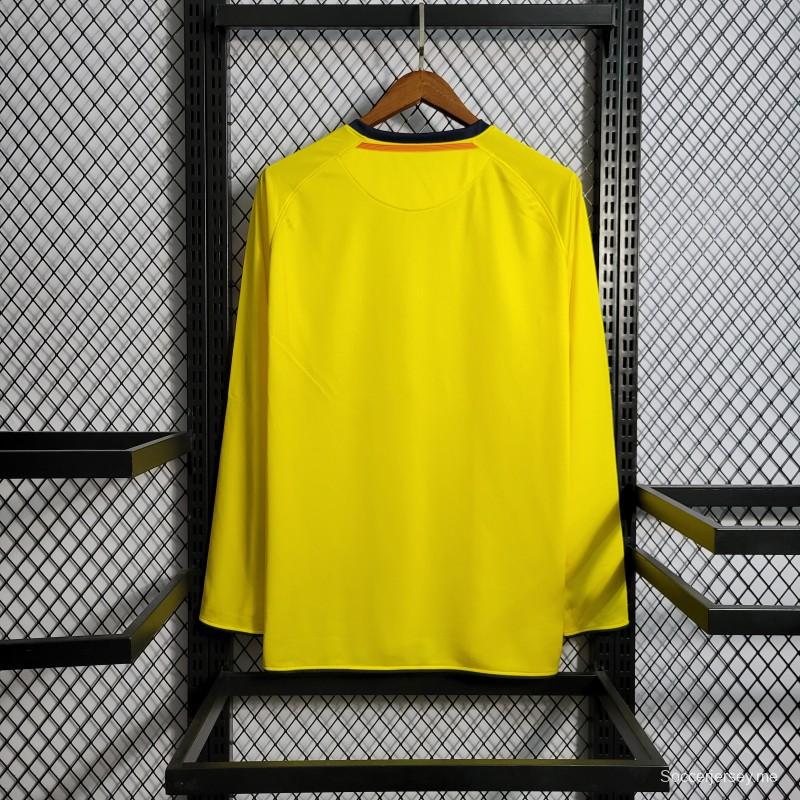 قميص بأكمام طويلة ريترو 08/09 برشلونة أصفر اللون أصفر اللون
