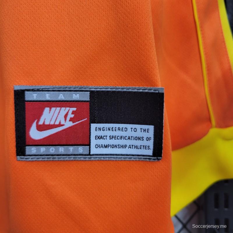 قميص بأكمام طويلة ريترو 1998 حارس مرمى البرازيل برتقالي اللون
