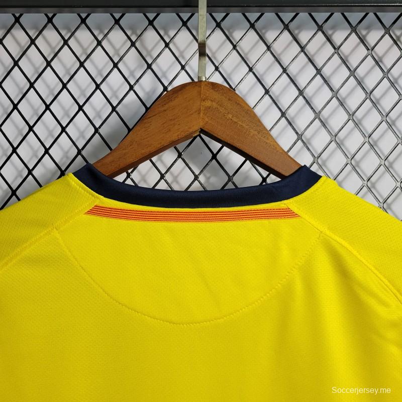 قميص بأكمام طويلة ريترو 08/09 برشلونة أصفر اللون أصفر اللون
