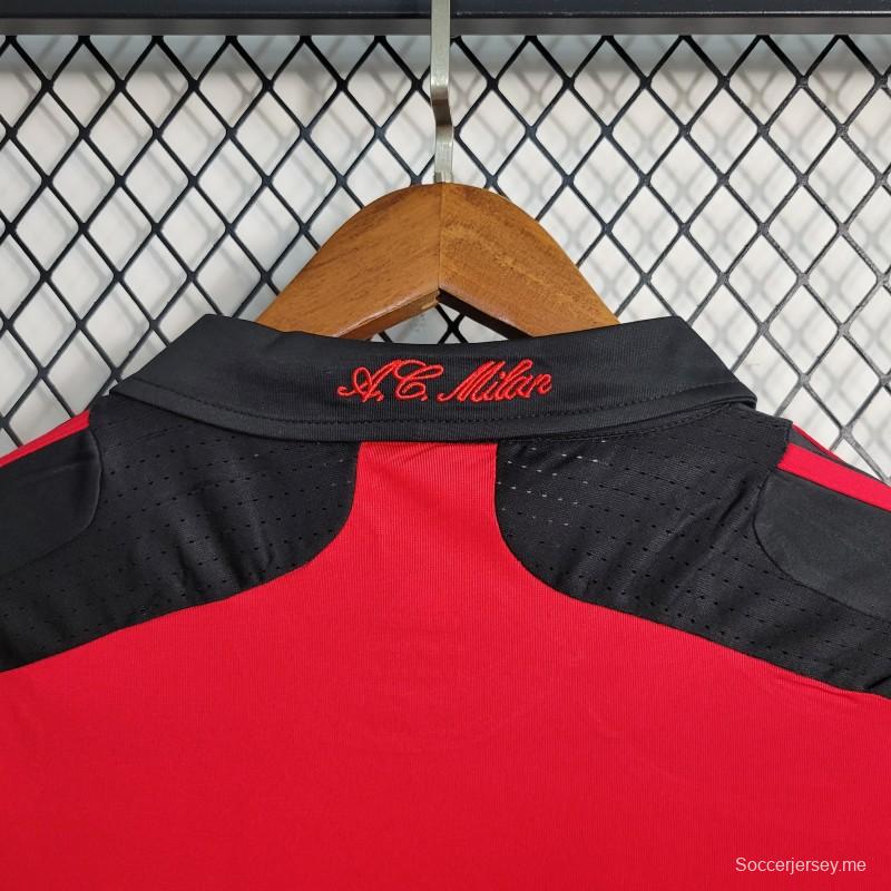 قميص عتيق بأكمام طويلة الأكمام ريترو 07-08 قميص ميلان الإيطالي الرئيسي
