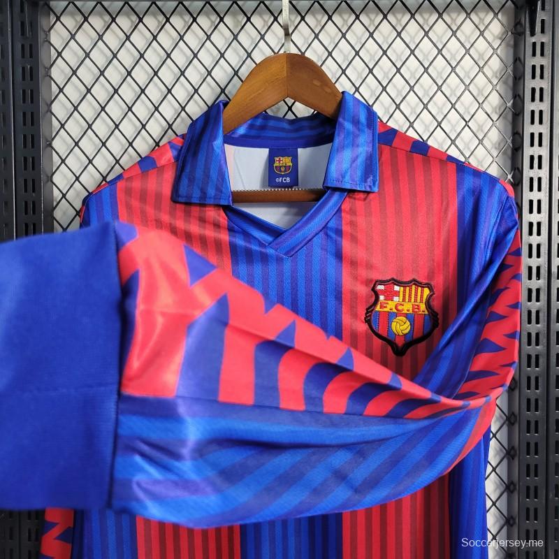 قميص بأكمام طويلة الأكمام ريترو 91/92 برشلونة
