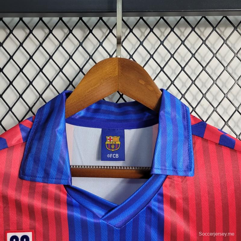 قميص بأكمام طويلة الأكمام ريترو 91/92 برشلونة
