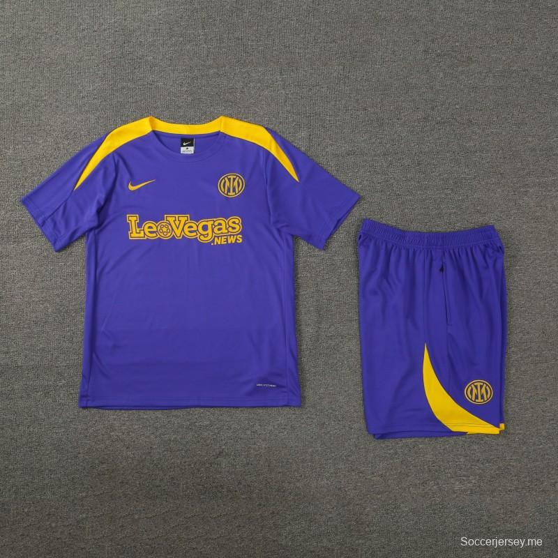 24/25 انتر ميلان أزرق قصير الأكمام أزرق جريسي + شورت أزرق
