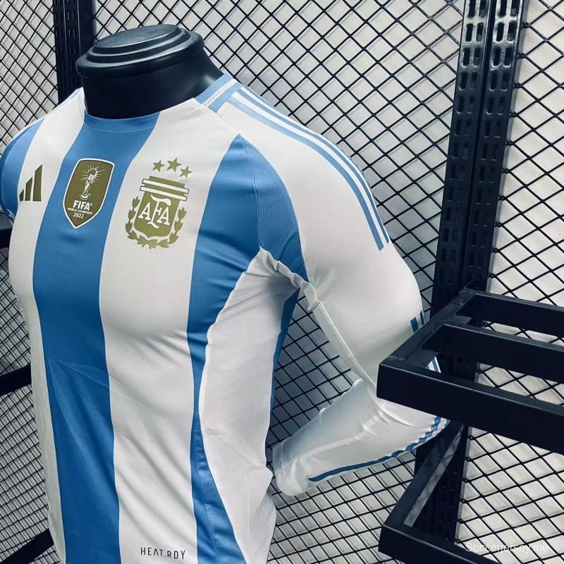 نسخة اللاعب 2024 قميص المنتخب الأرجنتيني بأكمام طويلة الأكمام للداخلية
