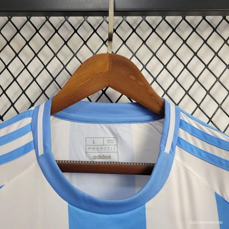 2024 قميص المنتخب الأرجنتيني بأكمام طويلة مع رقعة بطل 2024
