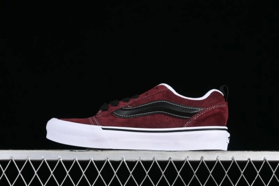 Vans Classics Knu Skool Chunky Tongue Retro Sneakers in Wine Red - VN0009QC02Y