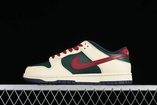Nike SB Dunk Low Retro Skateboarding Shoes with Gorge Green and Red Swoosh Design - FV8106-361