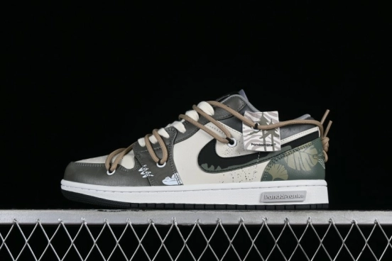 Nike Air Jordan 1 Low Customized Panda Mischief Jungle Adventure Casual Sneakers - 553558-040