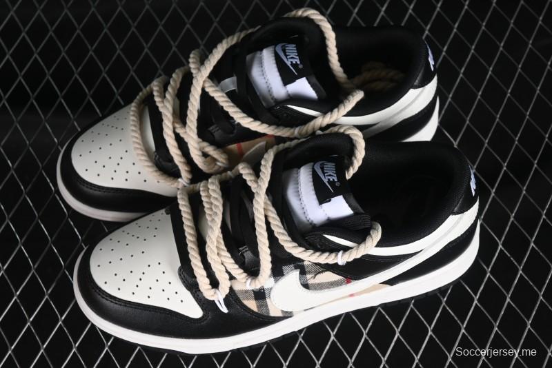 Nike Dunk Low SB Deconstructed Lace-Up Casual Sneakers with Scottish Plaid and Hemp Rope Design - DD1391-100