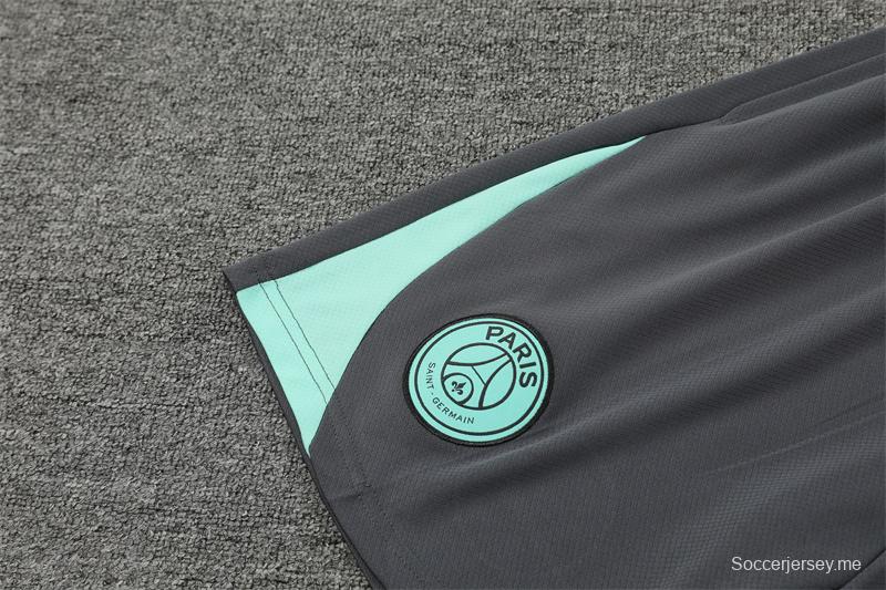 24/25 باريس سان جيرمان قميص بأكمام رمادي قصير الأكمام + شورت قصير الأكمام