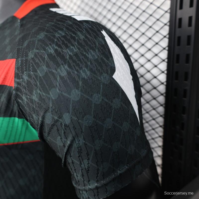 إصدار اللاعب 25/26 سي دي بالستينو بالستينو قميص أسود بخطوط حمراء-خضراء وراعي بنك فلسطين