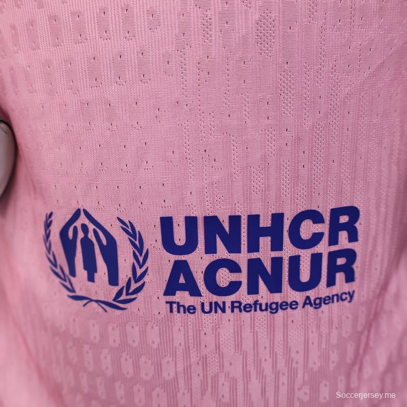 نسخة اللاعب 25/26 من قميص نادي برشلونة للذكرى 125 للذكرى السنوية الخاصة مع قميص راعي سبوتيفاي