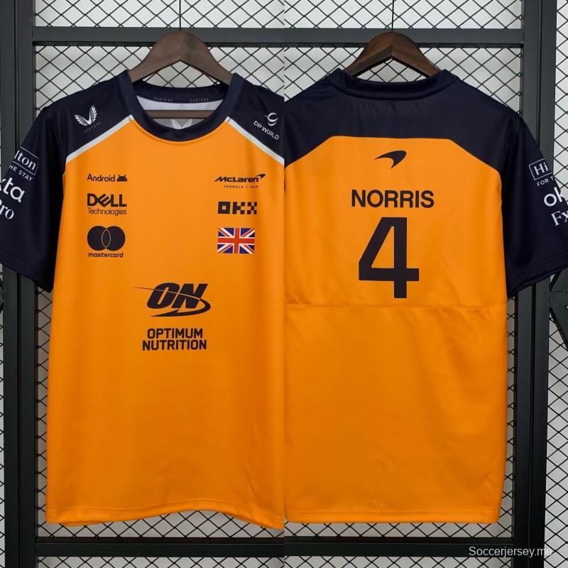 تي شيرت فورمولا 2025 فورمولا 1 برتقالي/أسود مكلارين نوريس