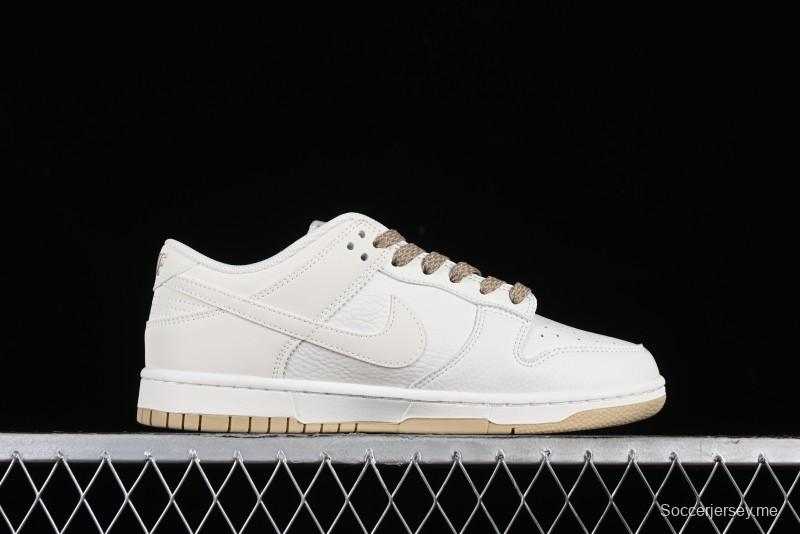 Nike SB Dunk Low Collaboration Three Swooshes Beige Gold Colorway Low-Top Casual Skateboarding Shoes - NK5639-326