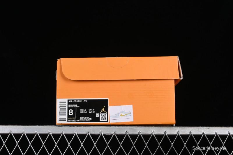 Nike Air Jordan 1 Low Stussy Collaboration - Blue Gold Custom High-End Basketball Shoes - WG8850-007