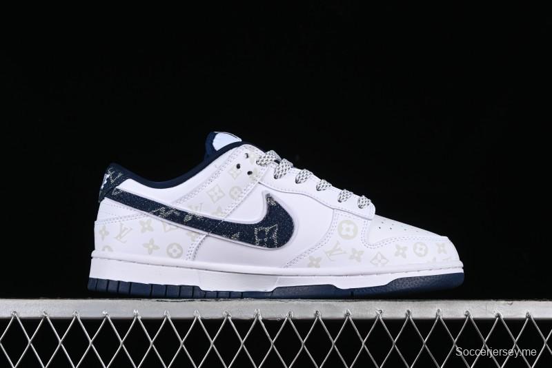 Nike SB Dunk Low LV Collaboration - Blue Midnight Elite Custom Low-Top Casual Skate Shoes - DD1391-122