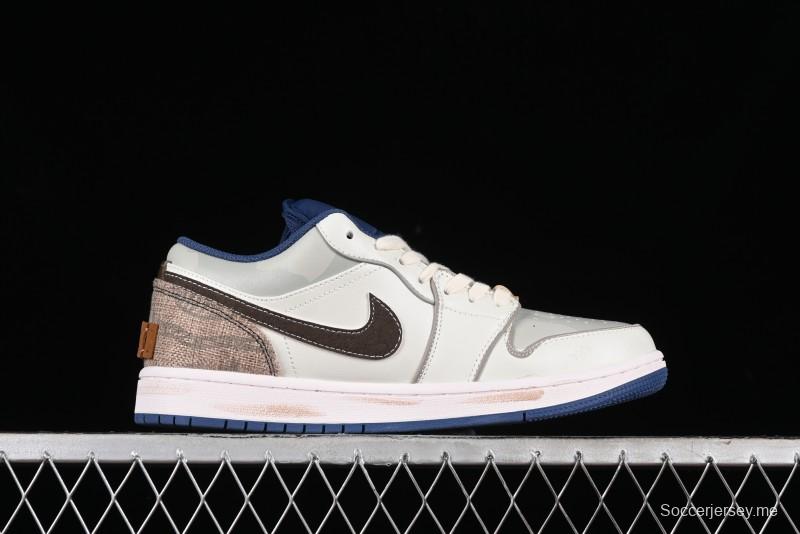 Nike Air Jordan 1 Low AJ1 Retro Basketball Shoes Panda Prank Voyage Theme - 553558-414