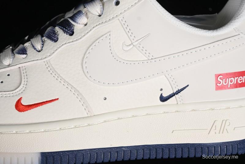 Nike Air Force 1 '07 Low Supreme Collaboration - White Blue Color Block Low-Top Casual Sneakers - XZ6188-001