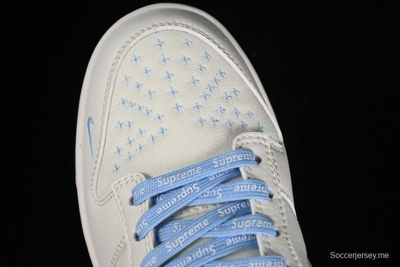 Nike SB Dunk Low Supreme Collaboration - Sky Blue Canvas Anniversary Custom Low-Top Casual Skate Shoes - BB6698-513