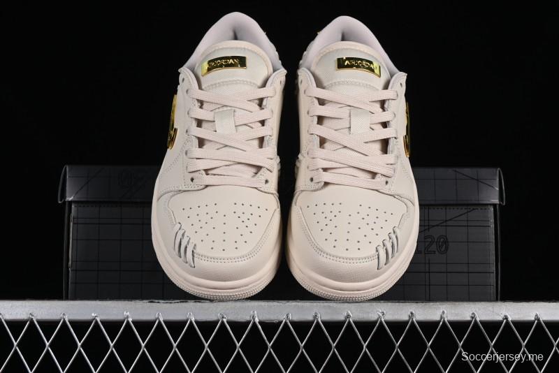 Nike Air Jordan 1 Low "Method of Make" Casual Sneakers in White Gold - FN5032-200
