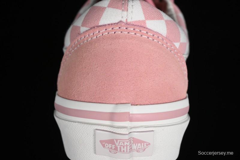 Vans Old Skool Reissue 136 Pink Checkerboard Low Top Retro Canvas Shoes - VN000MT6EBQ