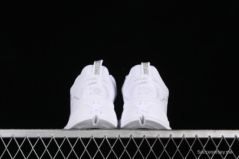 Dior Chrono Round Toe Lace-Up Lifestyle Casual Running Shoes - 10W WHITE