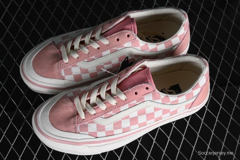 Vans Old Skool Reissue 136 Pink Checkerboard Low Top Retro Canvas Shoes - VN000MT6EBQ
