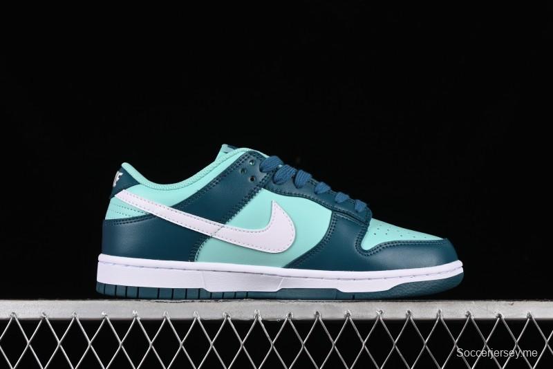 Nike Dunk Low SB Skateboarding Shoes in White and Geode Teal - DD1503-301