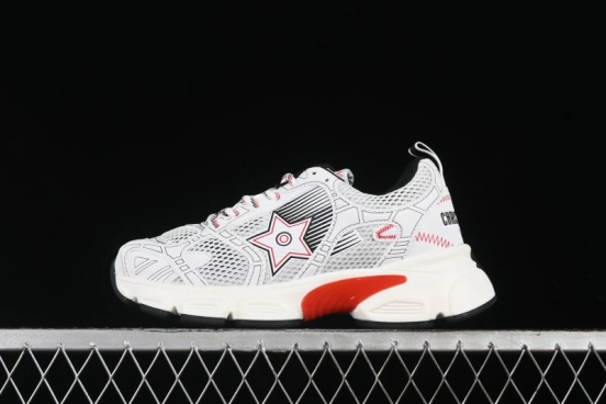 Dior Chrono Round Toe Lace-Up Lifestyle Casual Running Sneakers - 19W WHITE RED