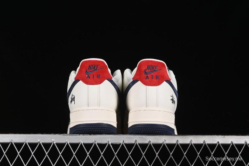 Nike Air Force 1 '07 Low Stussy Collaboration - Blue Red Print Low-Top Casual Sneakers - XZ3318-566