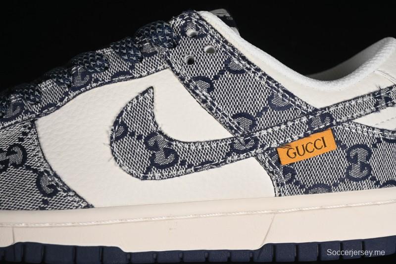 Nike SB Dunk Low Gucci Collaboration - Dark Blue Anniversary High-End Custom Low-Top Casual Skate Shoes - BB9676-313