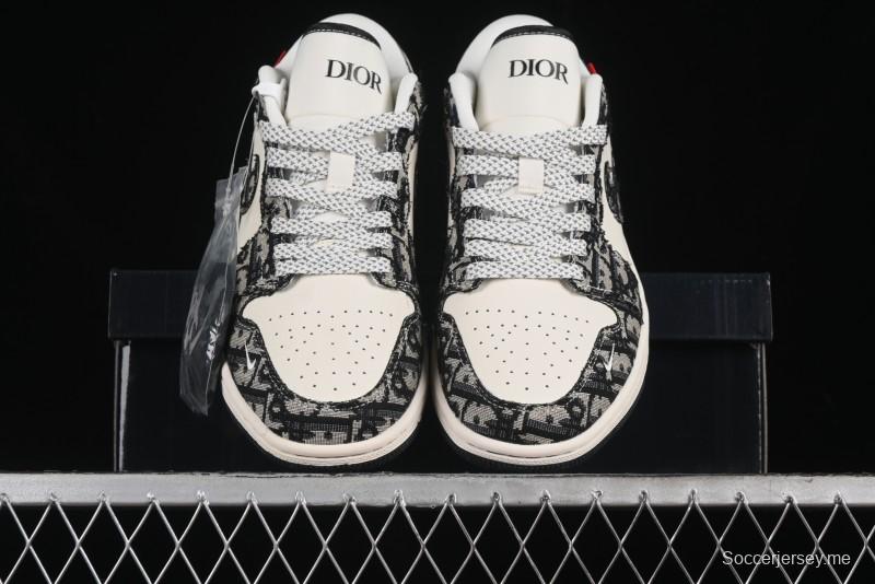 Nike Air Jordan 1 Low AJ1 Dior Collaboration - White Black Red Label Retro Basketball Shoes - SJ9950-036