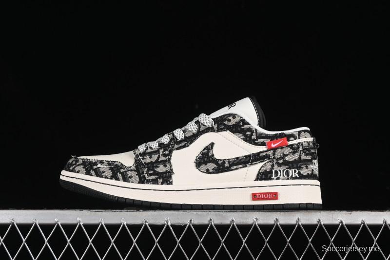 Nike Air Jordan 1 Low AJ1 Dior Collaboration - White Black Red Label Retro Basketball Shoes - SJ9950-036