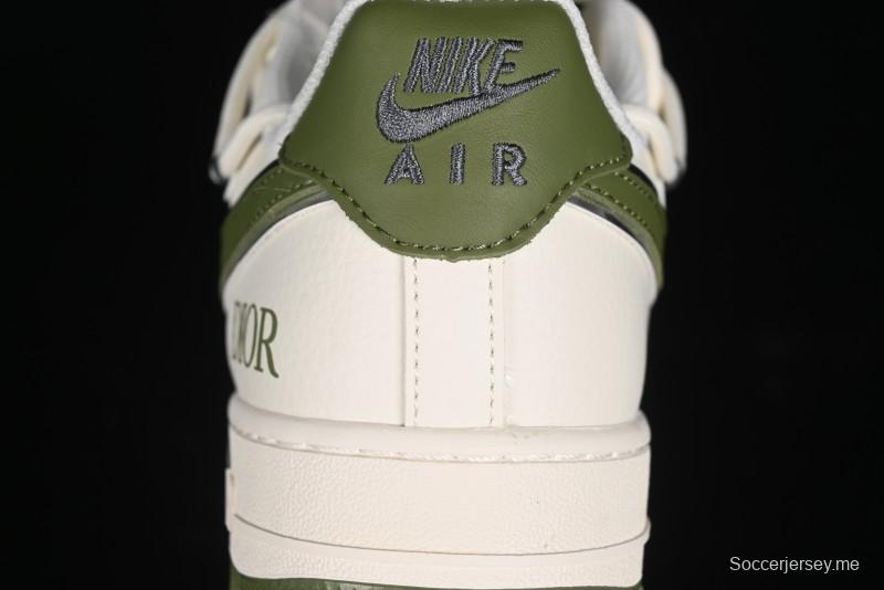Nike Air Force 1 '07 Low Dior Collaboration - White Green Drawstring Casual Sneakers - SJ1198-200